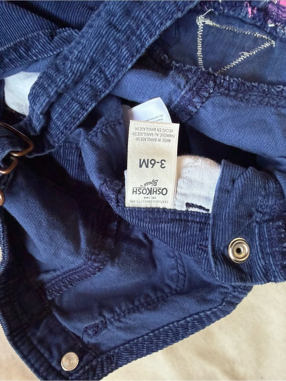 OshKosh B'gosh Navy Corduroy Kids Overalls  3-6mo- baby Girl